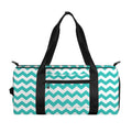 Teal And White Chevron Pattern Print Gym Bag