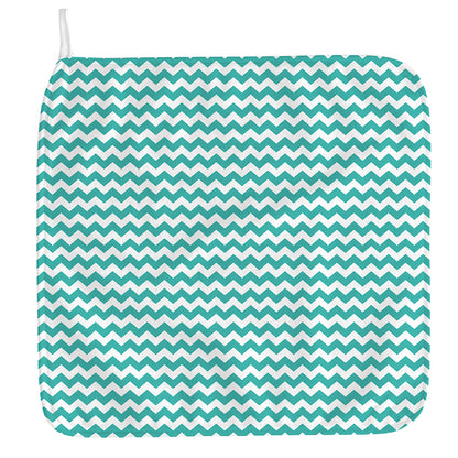 Teal And White Chevron Pattern Print Hand Towel