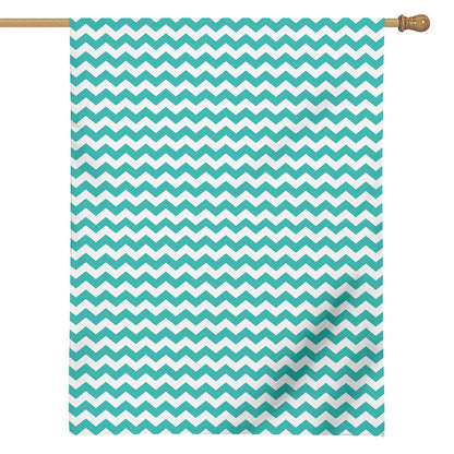 Teal And White Chevron Pattern Print House Flag