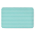 Teal And White Chevron Pattern Print Indoor Door Mat