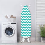 Teal And White Chevron Pattern Print Ironing Board Cover
