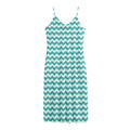 Teal And White Chevron Pattern Print Jersey Midi Cami Dress