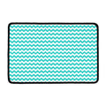 Teal And White Chevron Pattern Print Kitchen Mat