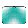 Teal And White Chevron Pattern Print Laptop Sleeve