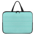 Teal And White Chevron Pattern Print Laptop Sleeve With Handle