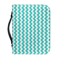 Teal And White Chevron Pattern Print Leather Bible Cover