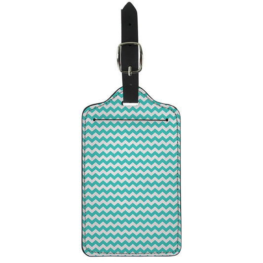Teal And White Chevron Pattern Print Luggage Tag