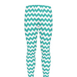 Teal And White Chevron Pattern Print Men's leggings