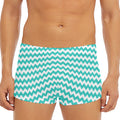 Teal And White Chevron Pattern Print Men's Short Boxer Briefs