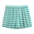 Teal And White Chevron Pattern Print Mesh Shorts