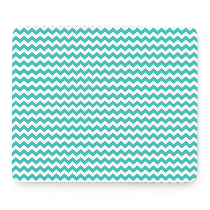 Teal And White Chevron Pattern Print Mouse Pad