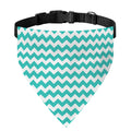 Teal And White Chevron Pattern Print Over The Collar Dog Bandana