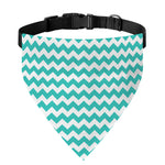 Teal And White Chevron Pattern Print Over The Collar Dog Bandana
