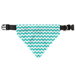 Teal And White Chevron Pattern Print Over The Collar Dog Bandana
