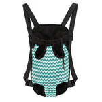 Teal And White Chevron Pattern Print Pet Carrier Backpack