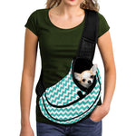 Teal And White Chevron Pattern Print Pet Sling Carrier