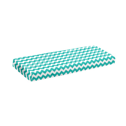 Teal And White Chevron Pattern Print Piano Keyboard Cover