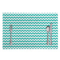 Teal And White Chevron Pattern Print Placemat