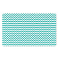 Teal And White Chevron Pattern Print Polyester Doormat