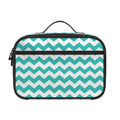 Teal And White Chevron Pattern Print Portable Lunch Bag