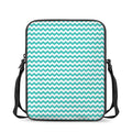 Teal And White Chevron Pattern Print Rectangular Crossbody Bag