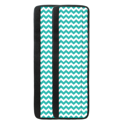 Teal And White Chevron Pattern Print Refrigerator Handle Covers