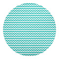 Teal And White Chevron Pattern Print Round Blanket