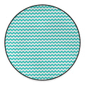 Teal And White Chevron Pattern Print Round Floor Mat