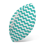 Teal And White Chevron Pattern Print Rugby Ball