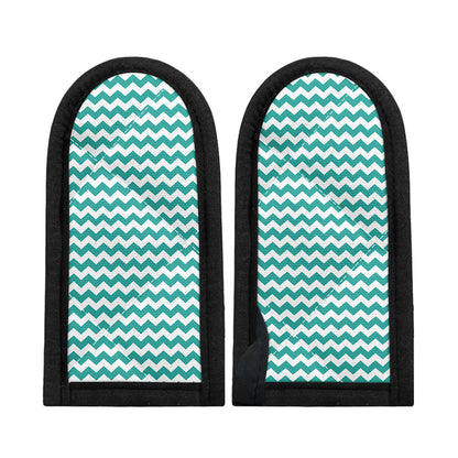Teal And White Chevron Pattern Print Skillet Handle Cover