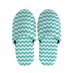 Teal And White Chevron Pattern Print Slippers