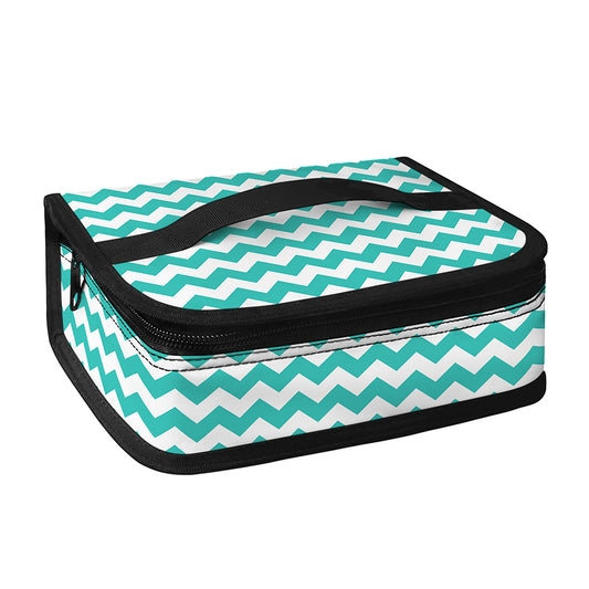 Teal And White Chevron Pattern Print Small Lunch Bag