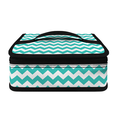 Teal And White Chevron Pattern Print Small Lunch Bag