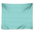 Teal And White Chevron Pattern Print Tapestry