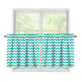 Teal And White Chevron Pattern Print Tier Curtains