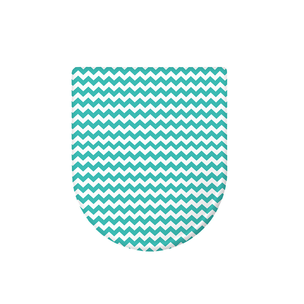 Teal And White Chevron Pattern Print Toilet Lid Cover