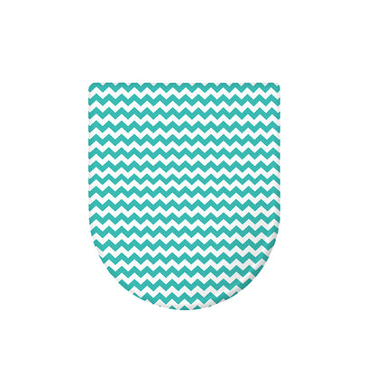Teal And White Chevron Pattern Print Toilet Lid Cover
