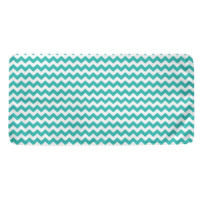 Teal And White Chevron Pattern Print Towel
