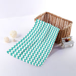 Teal And White Chevron Pattern Print Towel