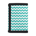 Teal And White Chevron Pattern Print Trifold Wallet