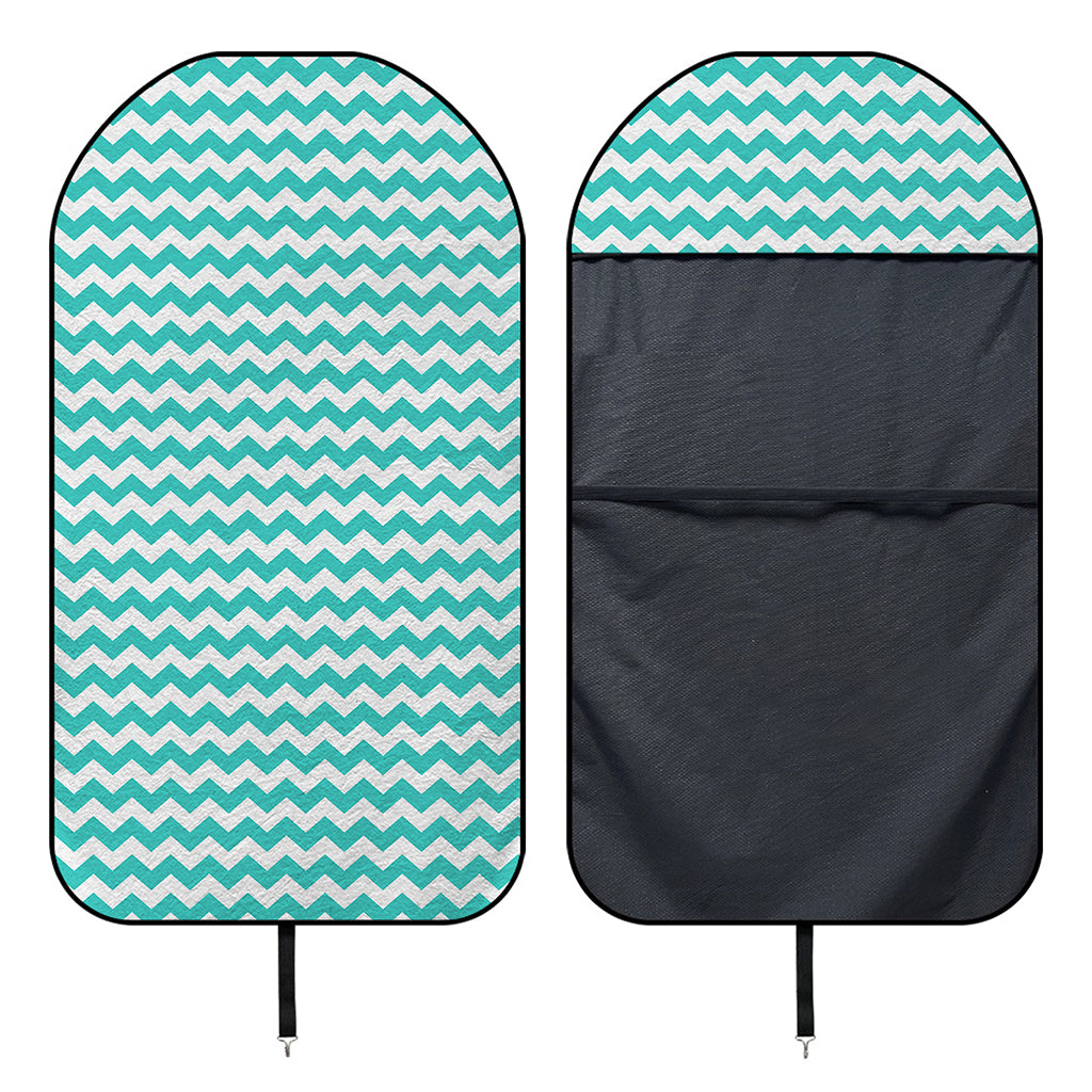 Teal And White Chevron Pattern Print Waterproof Car Seat Cover