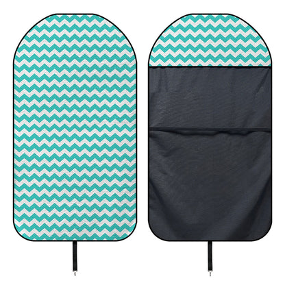 Teal And White Chevron Pattern Print Waterproof Car Seat Cover