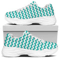 Teal And White Chevron Pattern Print White Chunky Shoes