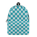 Teal And White Gingham Pattern Print School Backpack