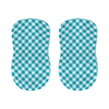 Teal And White Gingham Pattern Print Bar Stool Covers