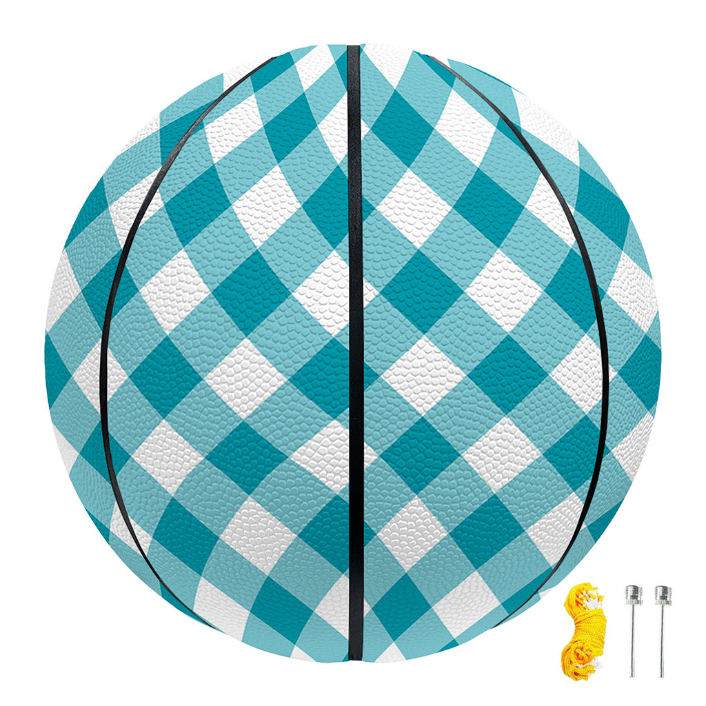 Teal And White Gingham Pattern Print Basketball