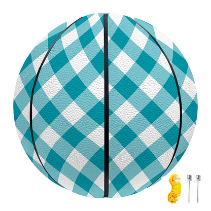 Teal And White Gingham Pattern Print Basketball