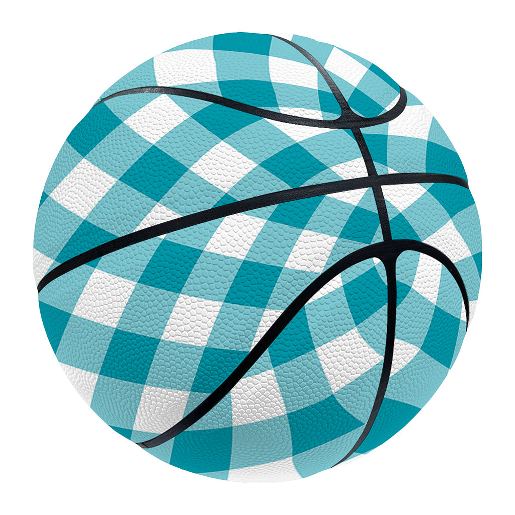 Teal And White Gingham Pattern Print Basketball