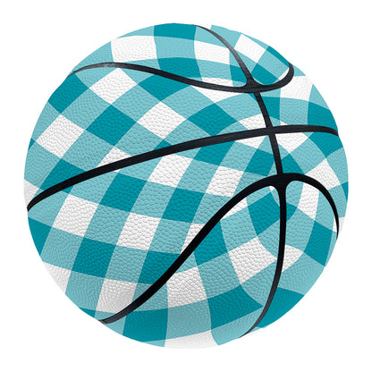 Teal And White Gingham Pattern Print Basketball