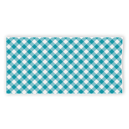 Teal And White Gingham Pattern Print Beach Towel